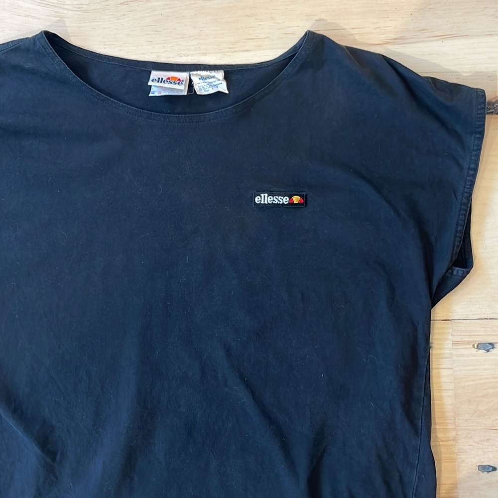Ellesse Vintage Black Cap Sleeve Muscle T-Shirt